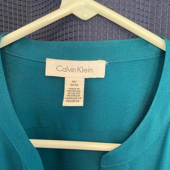 Calvin Klein Button Down Blouse with Zipper Detail - Picture 2 of 6